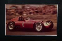 FANGIO: A picture quartet of Juan Manuel Fangio and associated racing cars. Lancia-Ferrari D50 picture signed by Juan Manuel Fangio - 2