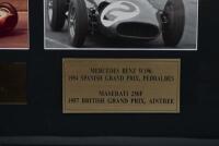 FANGIO: A picture quartet of Juan Manuel Fangio and associated racing cars. Lancia-Ferrari D50 picture signed by Juan Manuel Fangio - 3