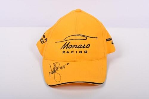 MONARO RACING: A 'Monaro RACING' yellow embroidered cap. Cap signed by Nathan Pretty '427'. Cap obtained from Nathan Pretty.