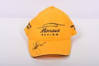 MONARO RACING: A 'Monaro RACING' yellow embroidered cap. Cap signed by Nathan Pretty '427'. Cap obtained from Nathan Pretty.