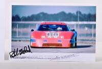 FERRARI 512BB/LM: Two colour images of the N.A.R.T Ferrari 512BB/LM as raced by Pat Bedard, Jean-Pierre Delaunay, Bob Tullius at 1977 Daytona 24 Hours. Bedard and Delaunay signatures - 4