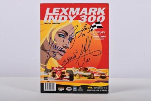 INDY 300: An October 2004 'LEXMARK INDY 300' Official Programme. Cover signed by Mario Dominguez, Roberto Gonzalez, Oriol Servia