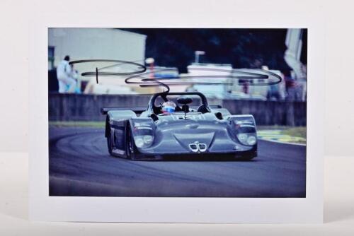 BMW: A colour picture of Bill Auberlen racing a BMW V12 LM at 1999 Le Mans. Bill Auberlen signature