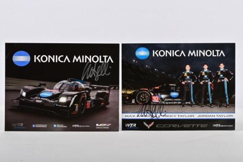 IMSA: Two Wayne Taylor Racing team cards from the 2016 and 2017 IMSA SportsCar Championship. Corvette & Cadillac cards. Max Angelelli signatures