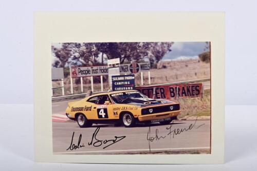 BOND/FRENCH: A colour picture by Ian Smith of Colin Bond and John French racing the 'Thomson Ford' XC Ford Falcon. Bond, French signatures