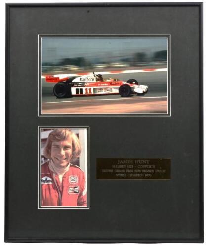 HUNT: A colour picture set relating to James Hunt. James Hunt signed driver picture