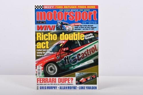 RICHARDS: A February 2004 issue of 'Australasian motorsport news' magazine, front cover signed by Jim and Steven Richards