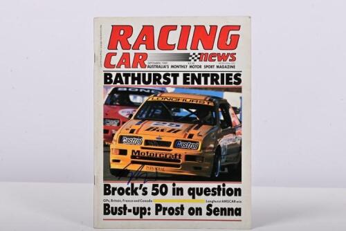 LONGHURST: A September, 1989 issue of 'RACING CAR news' magazine. Cover signed by Tony Longhurst