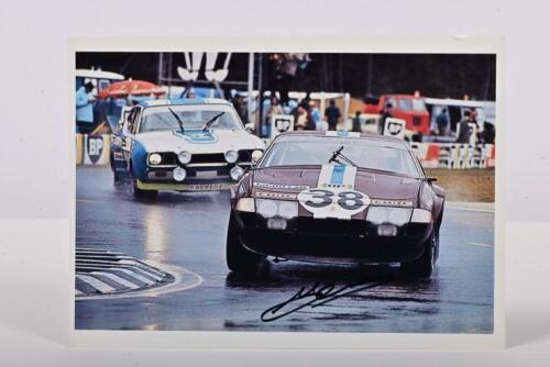 FERRARI: A colour picture of the 365 GTB/4 DAYTONA 4.4L V12 NORTH AMERICAN RACING N.A.R.T. TEAM N 38, which placed 9th at 24h LE MANS 1972. Picture signed by J.P.Jarier