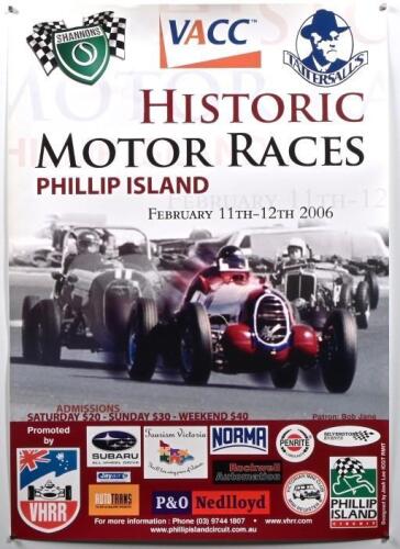PHILLIP ISLAND: A 'HISTORIC MOTOR RACES PHILLIP ISLAND, February 11th-12th 2006' promotional poster