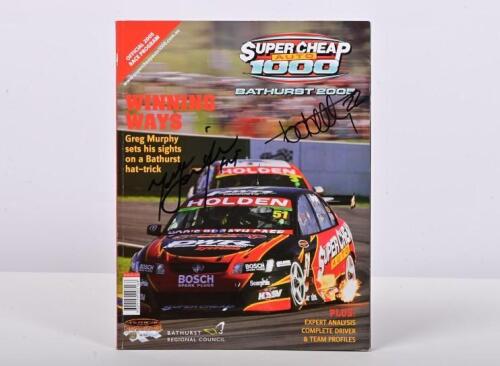 KELLY/SKAIFE: A copy of Bathurst 'SUPERCHEAP AUTO 1000 OFFICIAL 2005 RACE PROGRAM'. Front cover signed by Todd Kelly and Mark Skaife