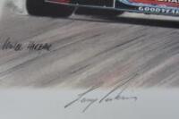 BRABHAM: A print featuring Larry Perkins at the wheel of his Martini Brabham BT45 in 1976 (signed Perkins and Tauranac) - 2