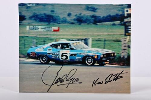 BATHURST 1974: An original Ian Smith colour picture depicting Kevin Bartlett and John Goss racing to victory in the McLeod Ford Ford XA Falcon GT at the 1974 Hardie-Ferodo 1000. Bartlett & Goss signatures