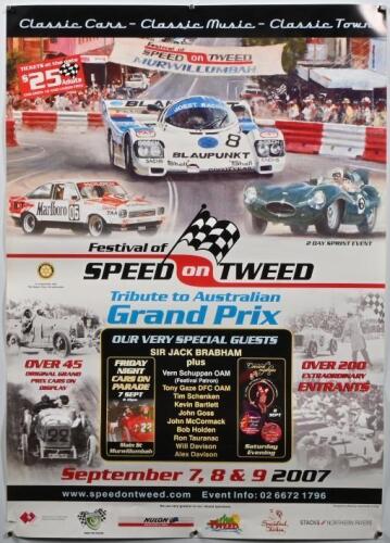 SPEED ON TWEED: A September 2007, 'Festival of SPEED on TWEED - Tribute to Australian Grand Prix' promotional poster