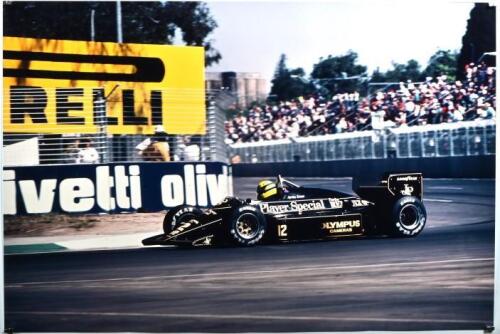 SENNA: An impressive colour picture of Ayrton Senna racing the JPS Lotus 97T at the Australian Grand Prix, Adelaide