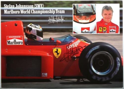 JOHANSSON: A colour poster - 'Stefan Johansson (SWE) Marlboro World Championship Team'. Poster signed by Stefan Johansson