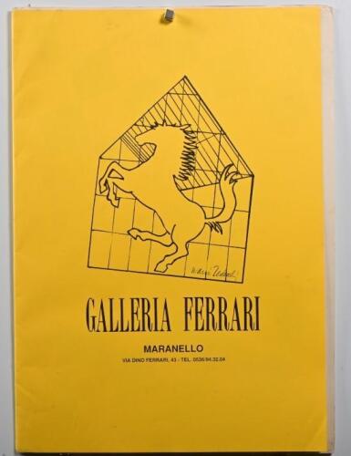 FERRARI: A GALLERIA FERRARI, MARANELLO yellow folio containing two hand coloured Sandra Malagoli images for Gilles Villeneuve and Tazio Nuvolari anniversary prints. L.E of 1000 copies
