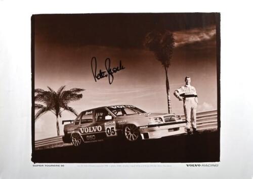 BROCK: A 1996 SUPER TOURERS, VOLVO RACING poster depicting the Volvo 850 Sedan as prepared by TWR and driven by Peter Brock. Peter Brock signature