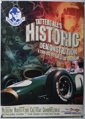 GRAND PRIX HISTORICS: A 2003 'TATTERSALL'S HISTORIC DEMONSTRATION - A TRIBUTE TO SIR JACK BRABHAM' promotional poster