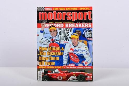 KELLY/MURPHY: An October 2003 edition of 'Australasian motorsport news' magazine. Front cover signed by Rick Kelly & Greg Murphy