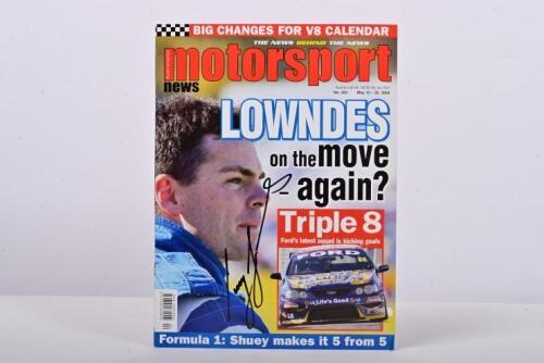 LOWNDES: A May 2004 edition of 'Australasian motorsport news' magazine (No. 283). Front cover signed by Craig Lowndes