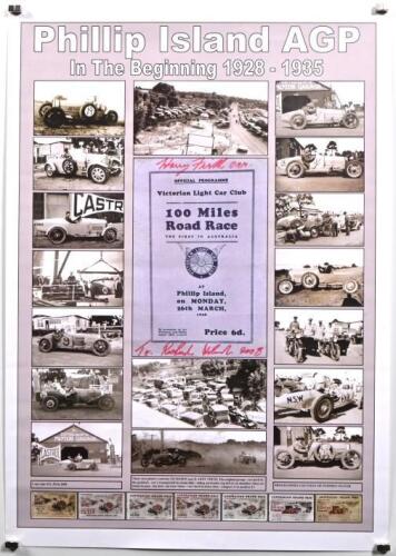 PHILLIP ISLAND: A modern 'Phillip Island AGP - In The Beginning 1928 - 1935' collage print. Harry Firth signature