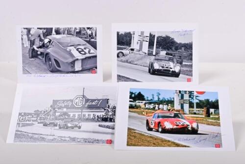 FERRARI: Four images of Larry B Perkins racing a Ferrari GTO at Sebring 12 Hours 1964. Larry B Perkins signatures