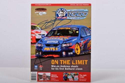 V8 SUPERCARS: A 'BOB JANE T-MARTS MT PANORAMA 1000' Bathurst 2003, October 9 - 12 Official Program. Front cover signed by Rick Kelly and Greg Murphy