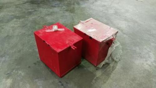 BATTERY: Two NOS red International Harvester lidded battery boxes for cubs