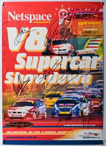 HOLDEN: A FOSTER'S AUSTRALIAN GRAND PRIX 2002 V8 SUPERCARS -'V8 Supercar Showdown' - promotional poster. Poster with multiple signatures including Neil Crompton, Mark Larkham, Glenn Seton, Paul Weel