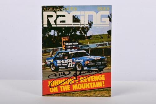 JOHNSON: An October 1981 issue of 'AUSTRALIAN MOTOR RACING' magazine (Issue 8). Front cover signed by Dick Johnson