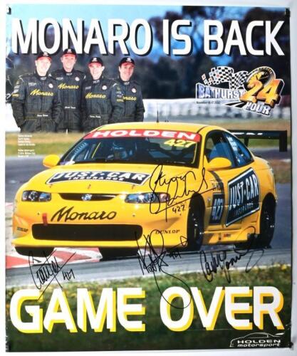 MONARO: A 2002 BATHURST 24 HOUR 'MONARO IS BACK - GAME OVER' promotional poster featuring the Holden Motorsport 7 Litre, Nations Cup Monaro CV8. Poster signed by Steven Richards, Garth Tander, Nathan Pretty, Cameron McConville