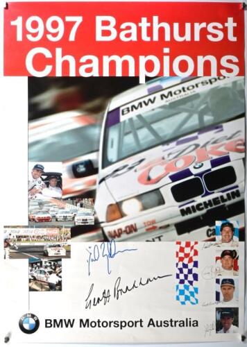 BMW: A '1997 Bathurst Champions, BMW Motorsport Australia' poster depicting a Diet Coke BMW 3-Series with driver image pictures. David Brabham & Geoff Brabham signatures