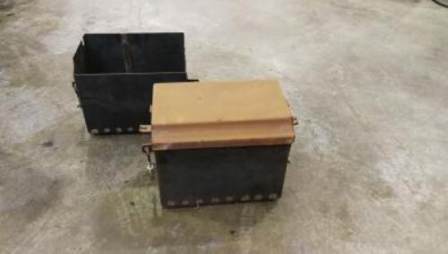 BATTERY: Two raw metal battery boxes (one lacking lid) to suit Farmall IH