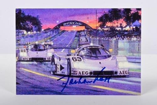 MASS: A colour print on photographic paper of the 1989 Le Mans winning Mercedes-Benz C9 as raced by Jochen Mass, Manuel Reuter and Stanley Dickens. Picture signed by Jochen Mass