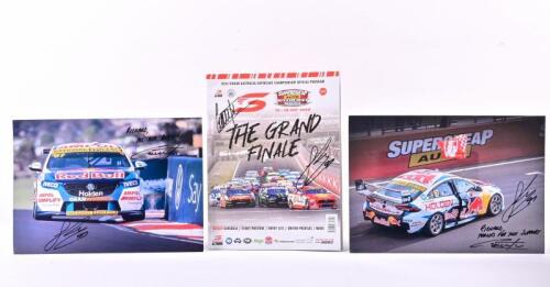 SUPERCARS: Three items from the 2020 SUPERCHEAP AUTO BATHURST 1000. Photographs and Official Program signed by Shane Van Gisbergen and Garth Tander