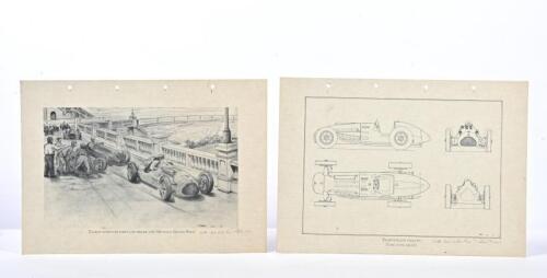 TALBOT: Two cardboard 1948-1951 Talbot-Lago T-26C 6CYL 4483 CC pictures. Peter Tucker signatures