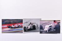 SALO: Three colour pictures of Mika Salo racing a BAR Honda at various Grand Prix's from 2004 and 2005. Mika Salo signatures
