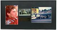 SENNA: A three colour picture collage of Ayrton Senna at the Australian Grand Prix 1986, Adelaide. Ayrton Senna signature