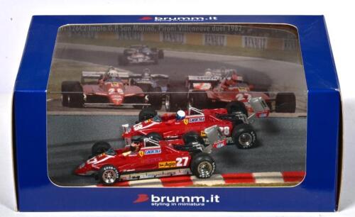 FERRARI: A 1:43 scale brumm Ferrari 126C2 anniversary edition (AS28) - "Villeneuve-Pironi DUEL" 1982. Two car diorama