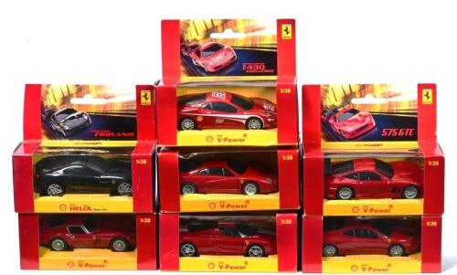 FERRARI: A collection of the entire range of Shell V-Power Ferrari models in 1:38 scale ranging from Ferrari 250 GTO to Ferrari FXX. Circa 2006