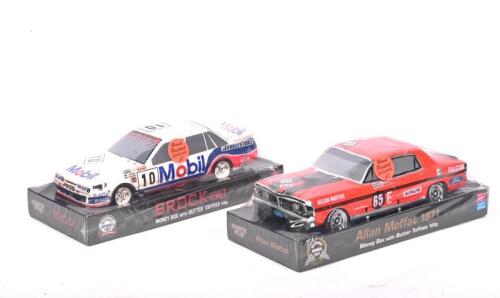 BROCK/MOFFAT: Two Australian touring car money boxes by park avenue. 'BROCK 1987' & 'Allan Moffat 1971' money boxes