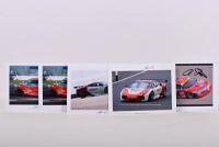 FERRARI: A collection of five colour pictures of Ferrari 430 GT2/GT3 racing cars as raced by Gabrio Rosa and Toni Vilander. Rosa & Vilander signatures