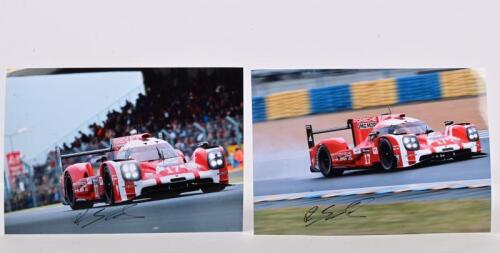 PORSCHE: Two colour images of Timo Bernhard driving the Porsche 919 Hybrid. Timo Bernhard signatures