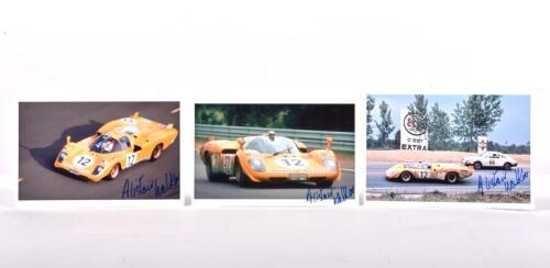 FERRARI: Three colour pictures of the Ferrari 512S of HUGHES DE FIERLANT/ALISTAIR WALKER, from the 24 HOURS OF LE MANS JUNE 13-14, 1970. Alistair Walker signatures