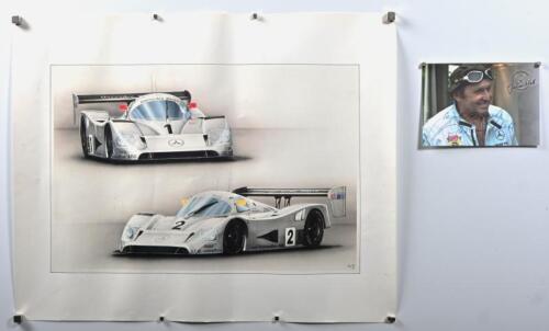 MERCEDES-BENZ: Two items related to the Mercedes-Benz C9. Mercedes-Benz C9 print & Jochen Mass profile card
