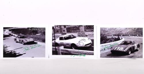 FERRARI: Three black and white images of Gaetano Starrabba racing Ferrari's at various Targa Florio events. Rare Gaetano Starrabba signatures