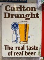 BEER: An original circa 1970s Carlton Draught "The real taste of real bear tin sign, 60cm high x 45cm wide