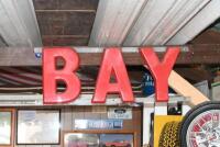 SHELL: An original "SHELL SERVICE BAY" perspex lettered sign, some damage, in three sections. - 4