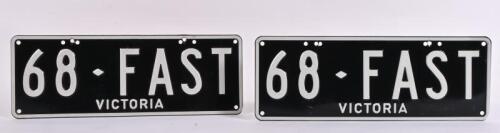 NUMBER PLATES: Two '68-FAST' Victorian personalised plates, sold with rights to display